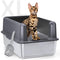 Enclosed Stainless Steel Cat Litter Box with Lid, Include Scoop